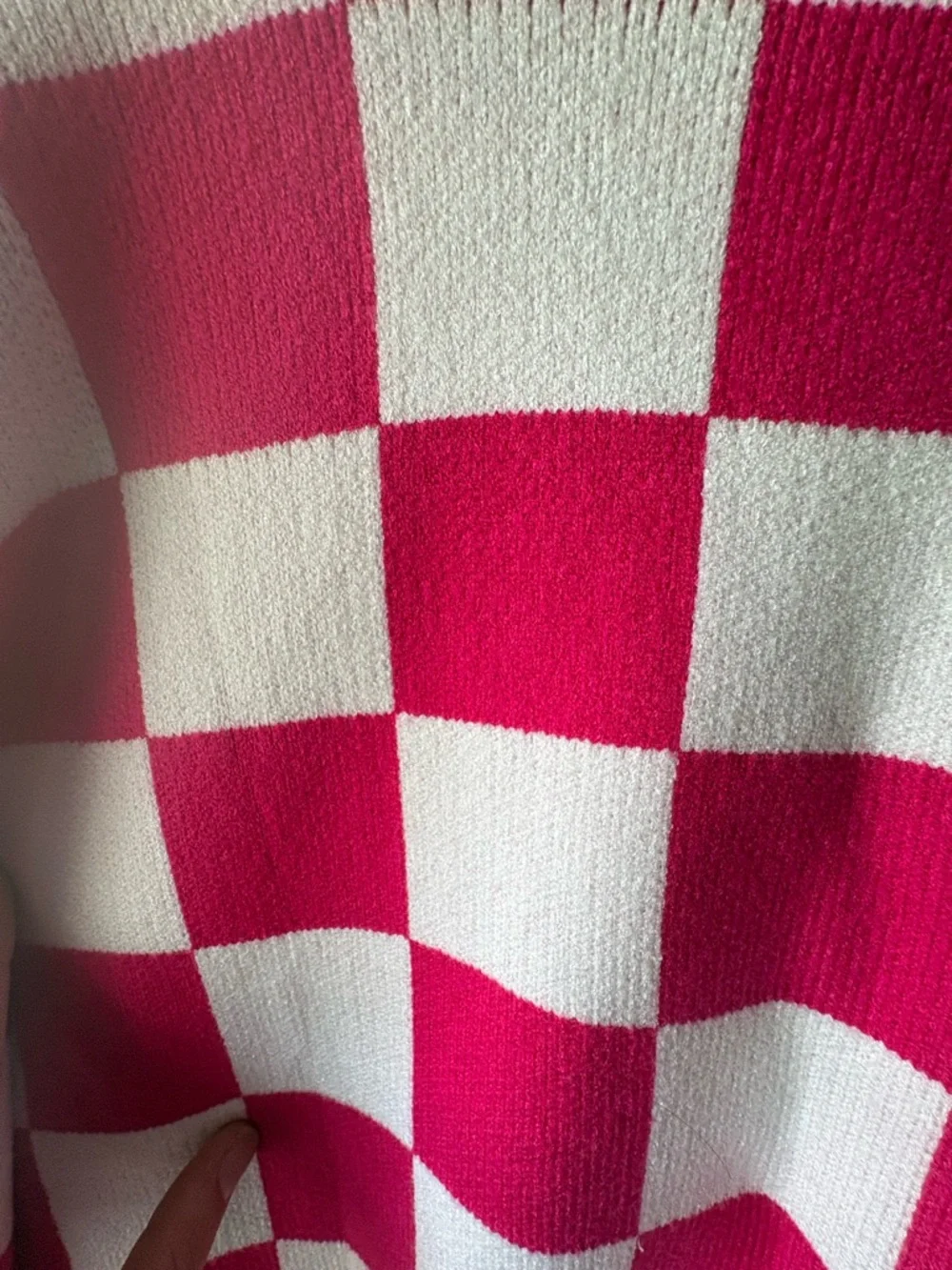 MEROKEETY Pink Check Crewneck Sweater - Picture 4 of 4